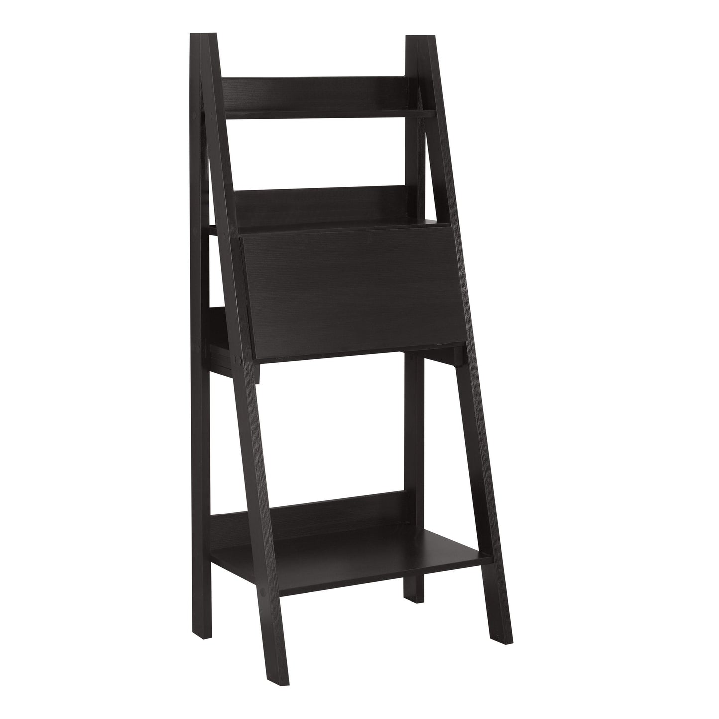 Computer Desk For Home Office, Laptop, Leaning, Storage Shelves, Contemporary & Modern - Espresso