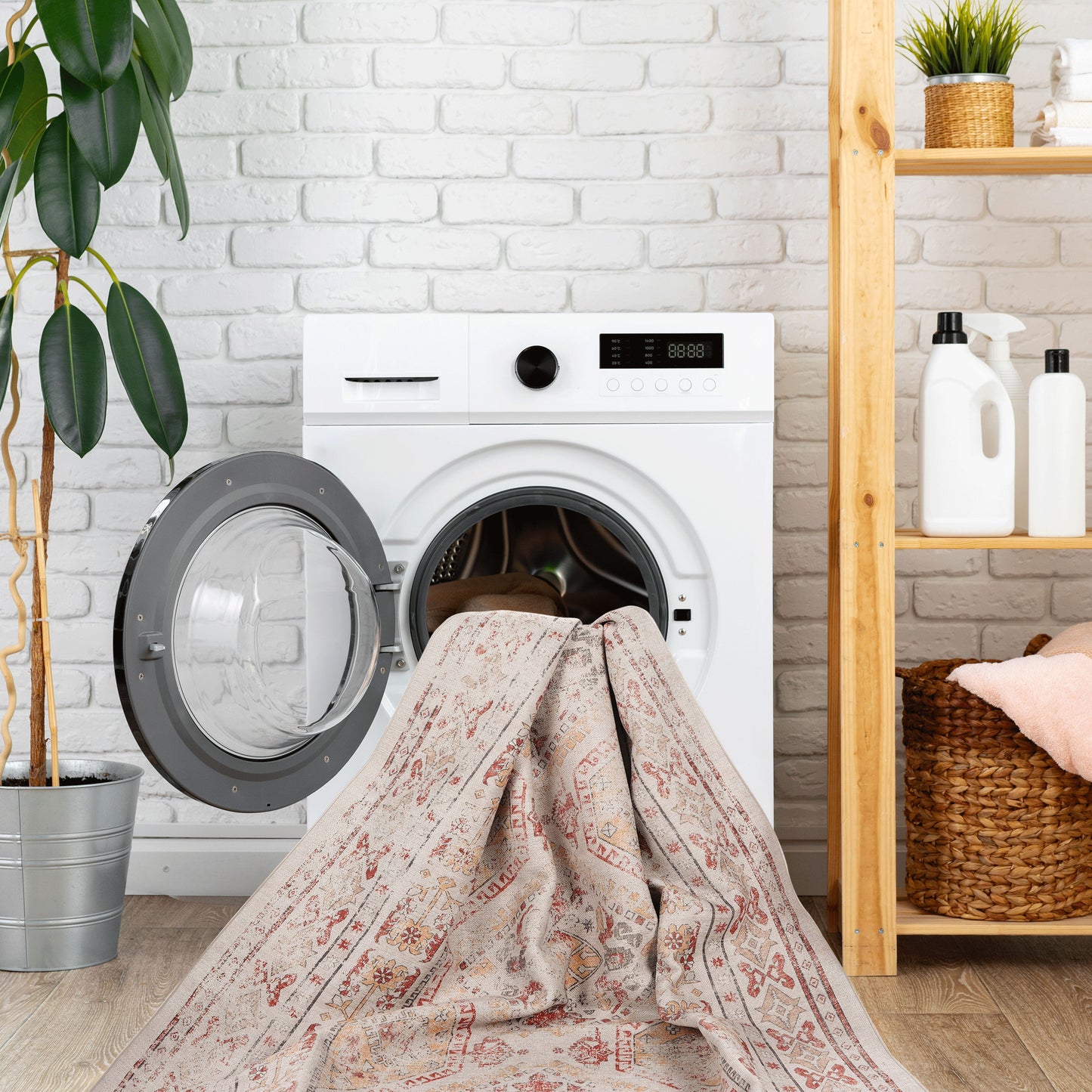 Maval - 2' X 3' Washable Area Rug - Beige