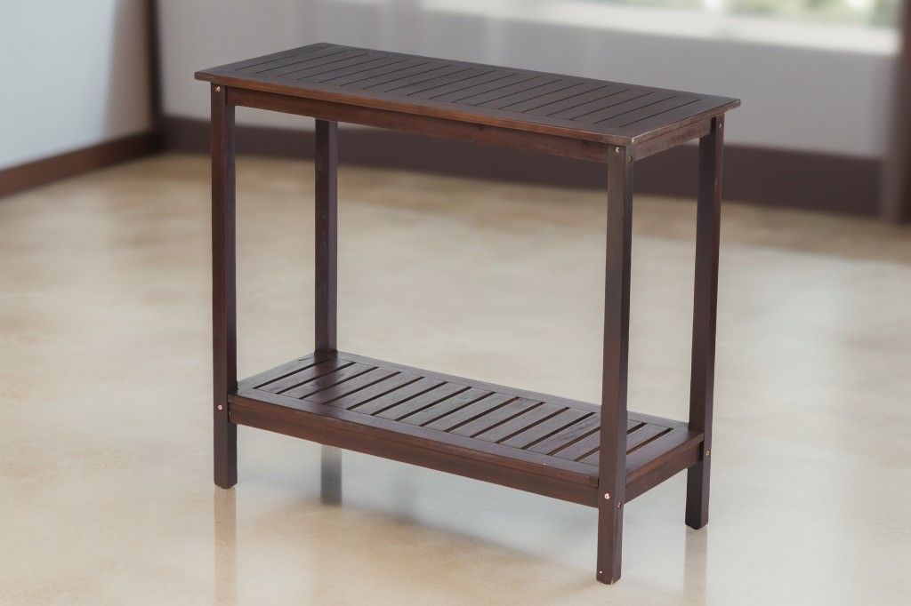 Workstation For Garden Balcony Garage, Acacia Console Potting Table - Brown