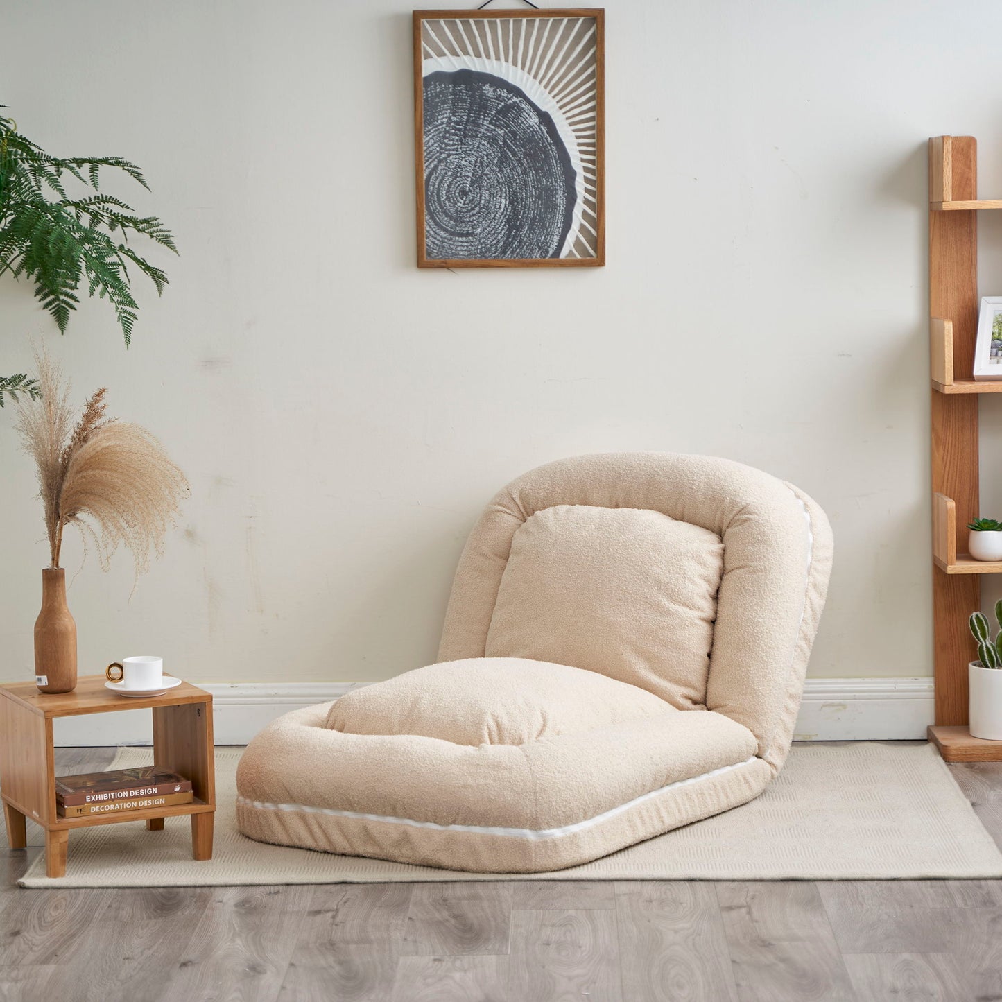 Triple Fold Down Beige Sofa Bed - Beige