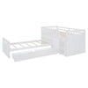 Twin Loft And Platform Bed With 7 Drawers And Full Guardrails, Modern L Shaped Space Savin - White