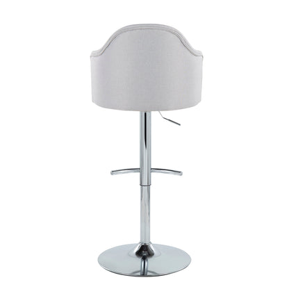 Ahoy - Contemporary Adjustable Barstool With Swivel With Rounded T Footrest (Set of 2) - Chrome / Light Gray