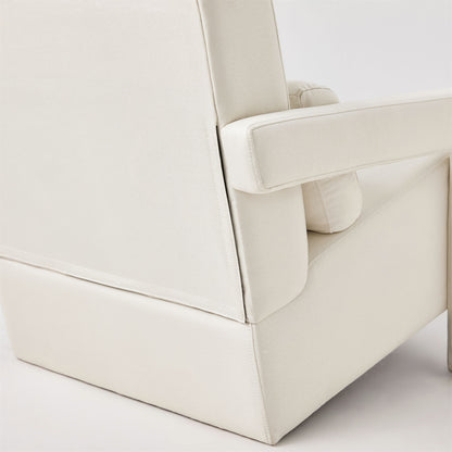 Modern Upholstered Accent Chair, Comfortable Linen Fabric With A Pillow For Living Room - Beige