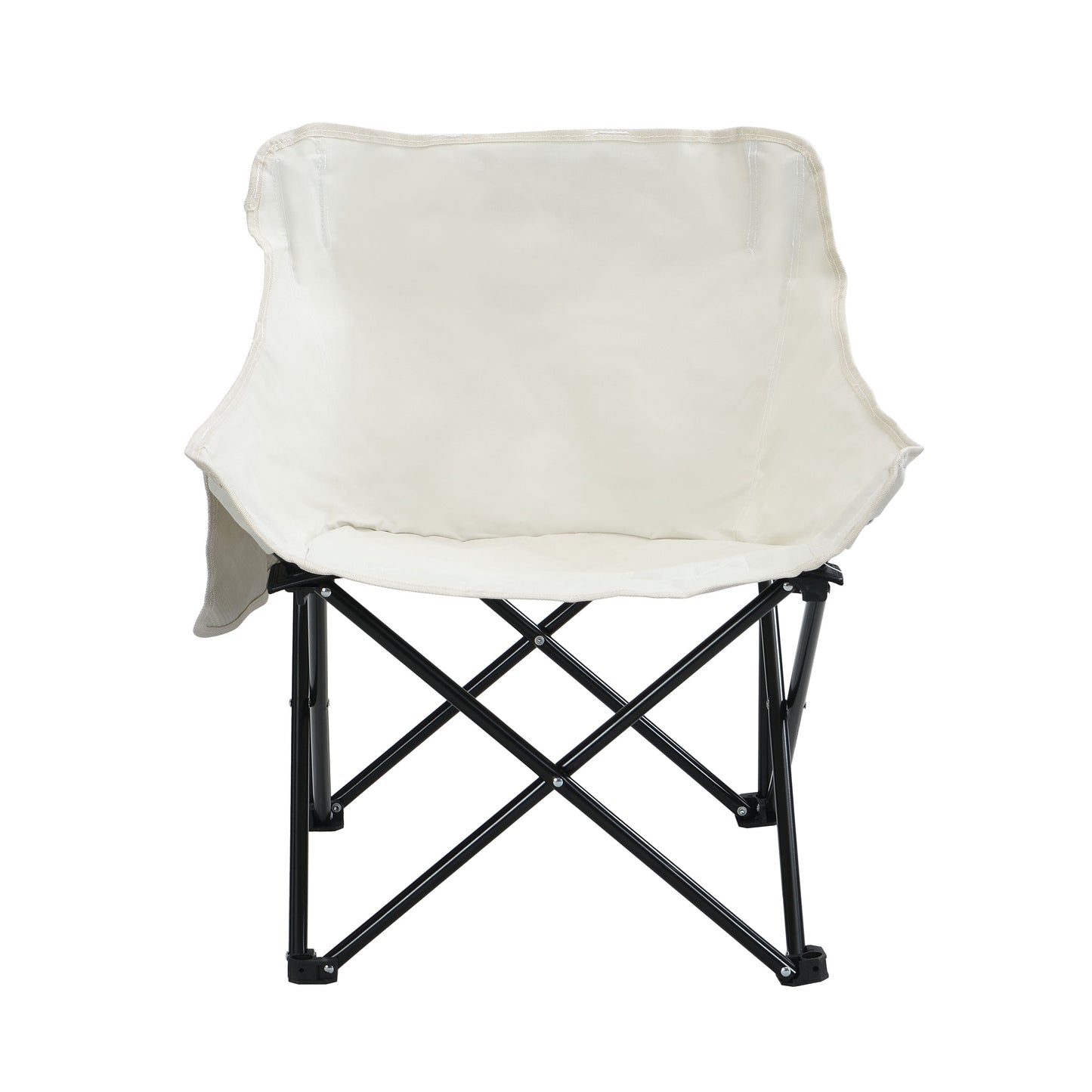 2 Pieces Outdoor Camping Chairs Folding / Portable, Comfortable Seating, Durable Steel Frame - Beige