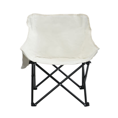 2 Pieces Outdoor Camping Chairs Folding / Portable, Comfortable Seating, Durable Steel Frame - Beige