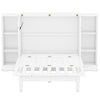 Queen Size Murphy Bed With Shelves, Drawers And USB Ports - White
