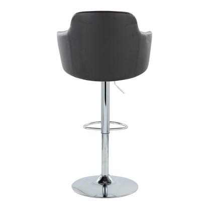 Boyne - Contemporary Adjustable Barstool With Swivel With Oval Footrest (Set of 2) - Chrome / Black