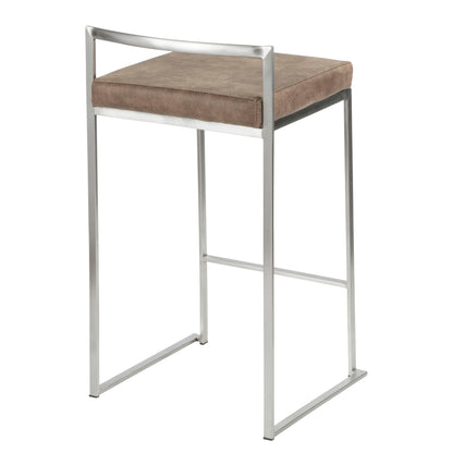 Fuji - Contemporary Stackable Counter Stool (Set of 2) - Brown