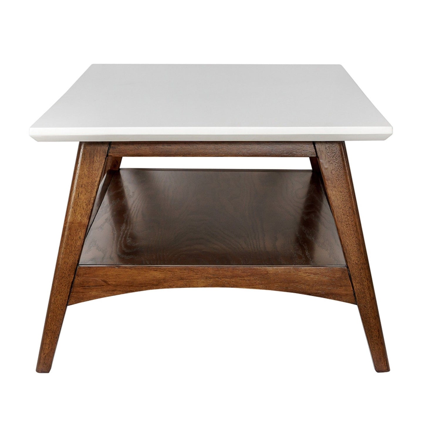 Mid - Century Modern Coffee Table Lower Shelf - Off White / Pecan