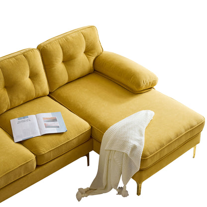 Modern L Shaped Sectional Sofa For Living Room Or Bedroom - Yellow