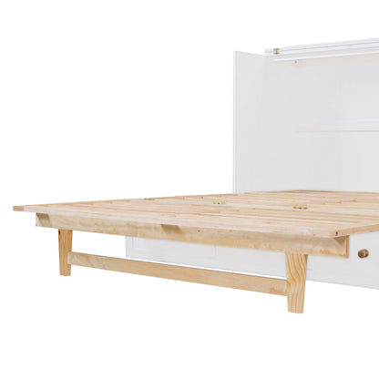 Queen Murphy Elegant Bed With Large Drawers - White