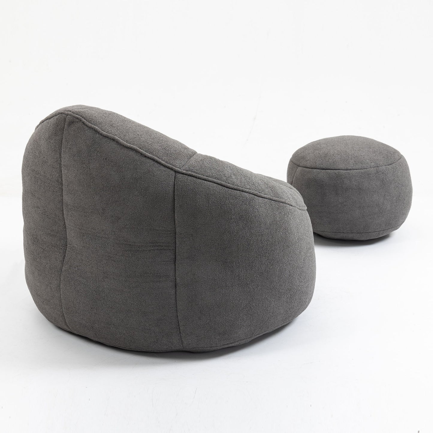 Bedding Bean Bag Sofa Chair High Pressure Foam Bean Bag Chair Adult Material With Padded Foam Padding Compressed Bean Bag With Footrest - Gray