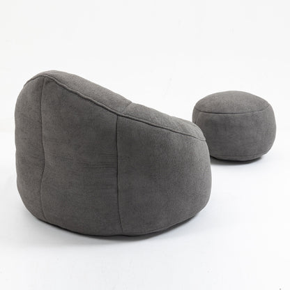 Bedding Bean Bag Sofa Chair High Pressure Foam Bean Bag Chair Adult Material With Padded Foam Padding Compressed Bean Bag With Footrest - Gray