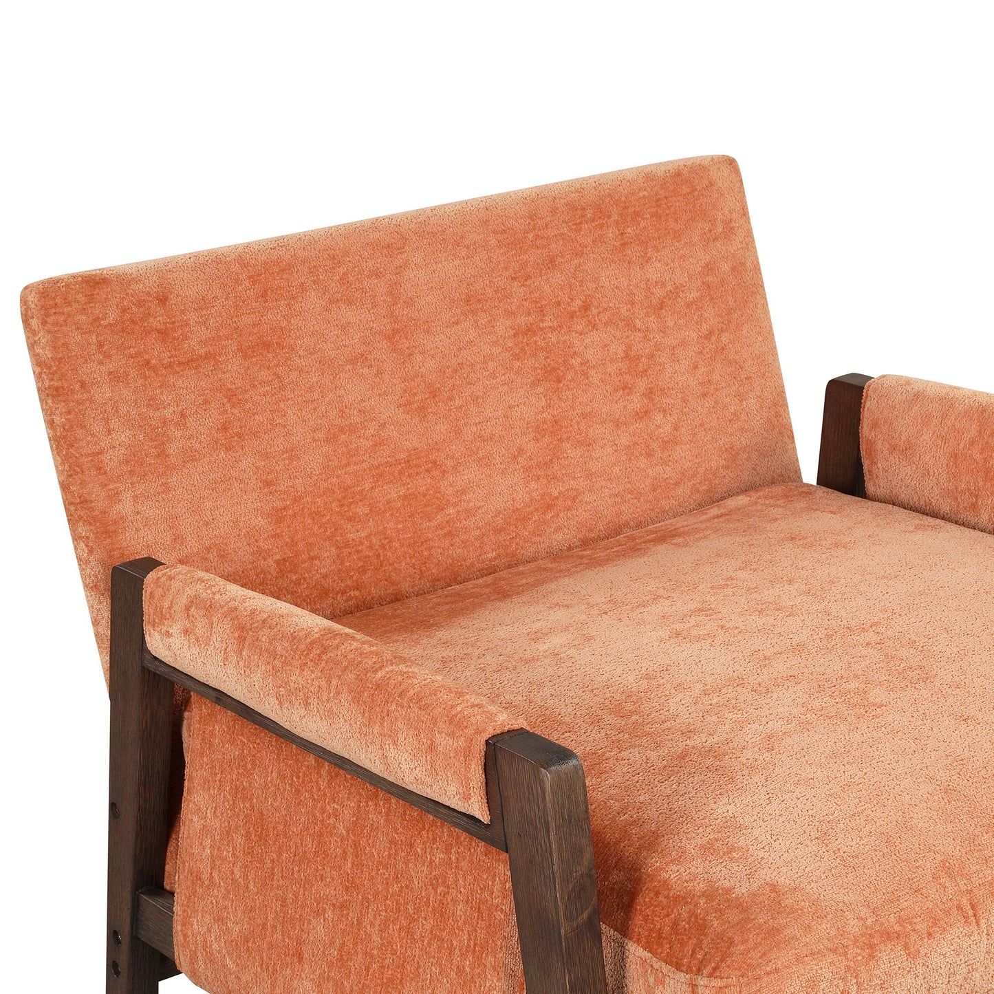 Mid-Century Modern Velvet Accent Chair, Leisure Chair With Solid Wood And Thick Seat Cushion For Living Room, Bedroom, Studio - Orange