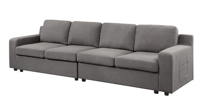 Waylon - Linen 4 Seater Sofa With Pockets - Gray