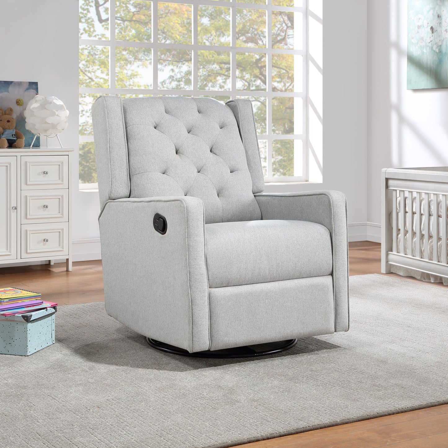 Milah - Gliding Swivel Recliner Tufted Brushed - Tweed Fabric