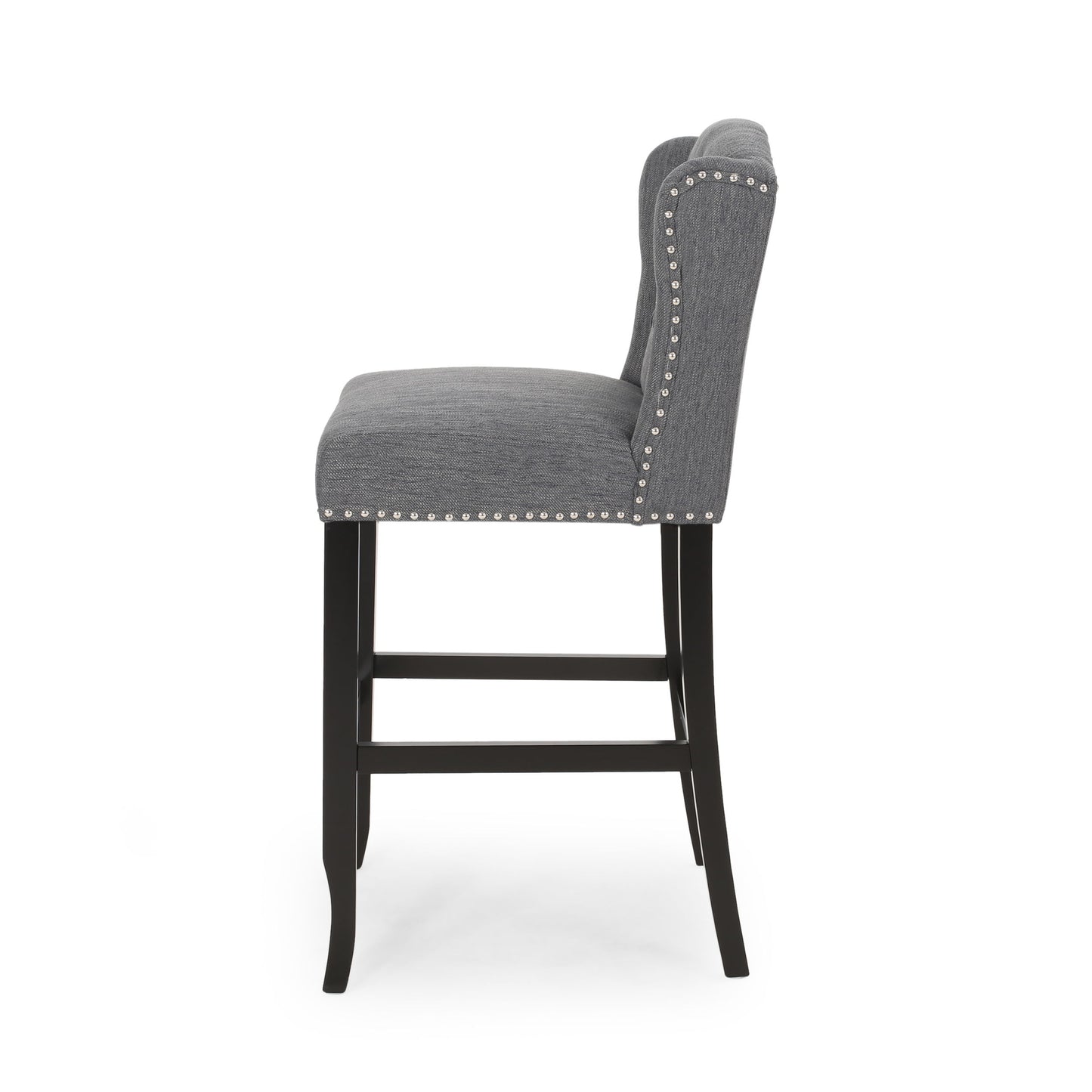 Solara - Fabric Tufted Counter Stool With Nailhead Accents (Set of 2) - Charcoal