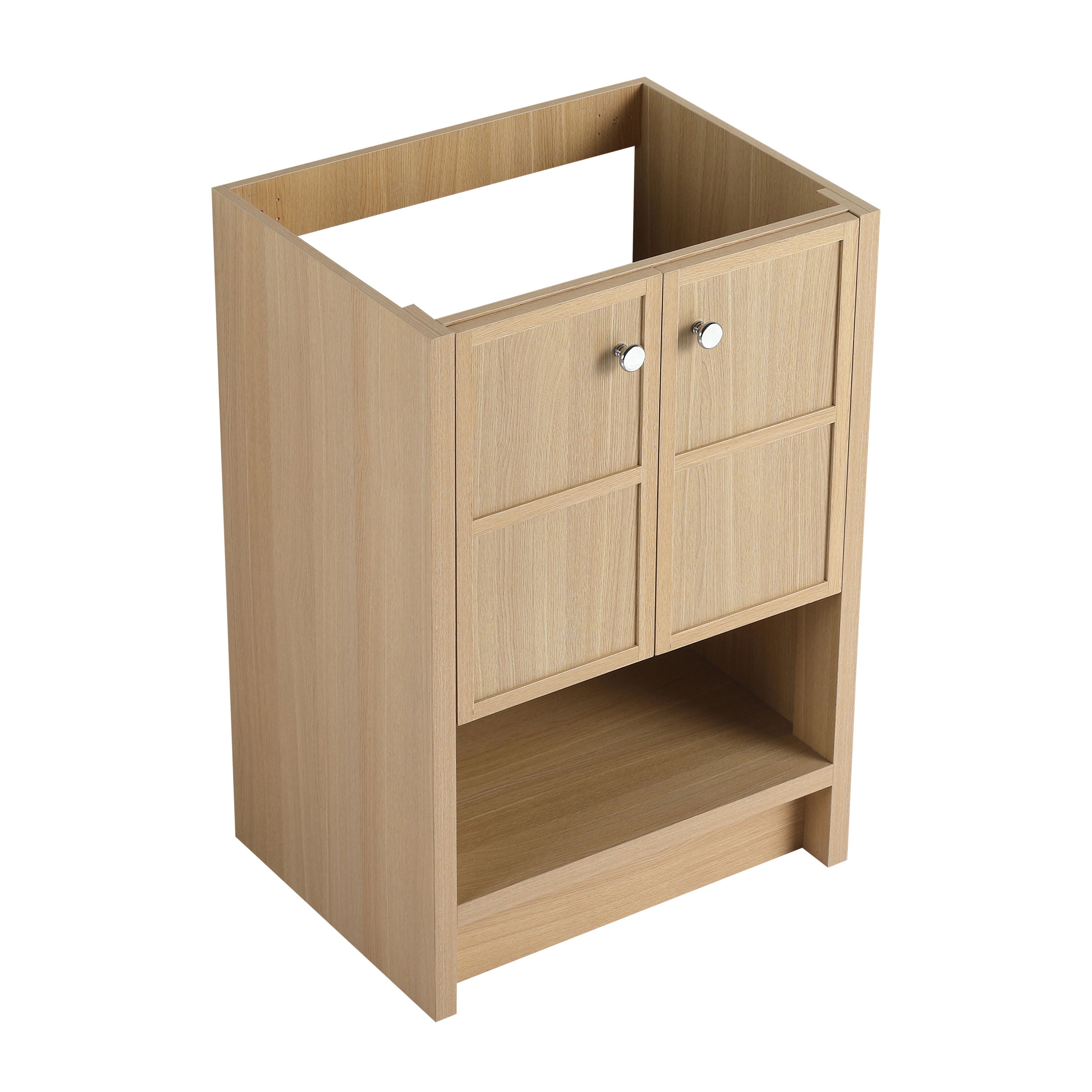 Modern Freestanding Bathroom Vanity With 2 Soft Closing Doors, Excluding Sink - Oak