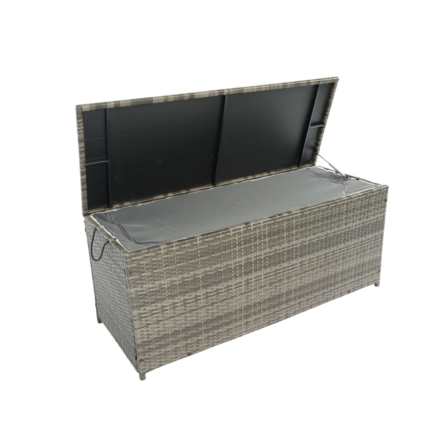 Outdoor Storage Box, 113 Gallon Wicker Patio Deck Boxes With Lid, Outdoor Cushion Storage For Kids Toys, Pillows, Towel, Wicker - Gray