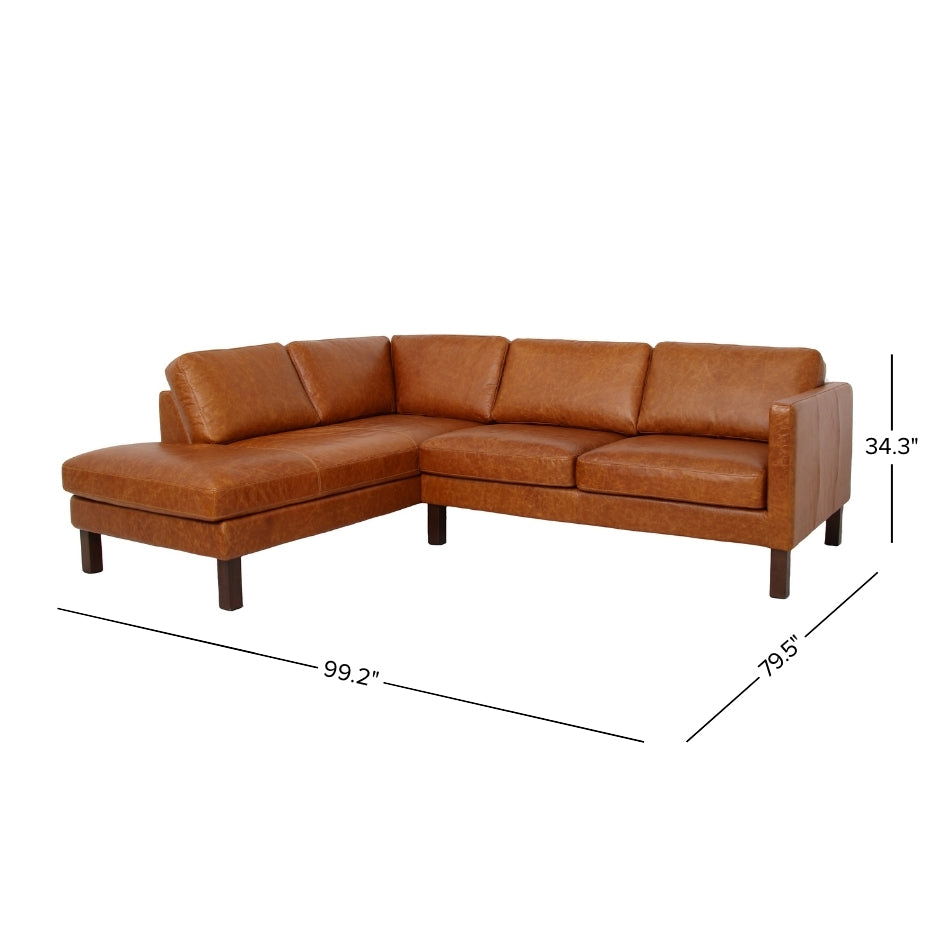 Juno - Sectional Left Waxy Sofa - Cognac