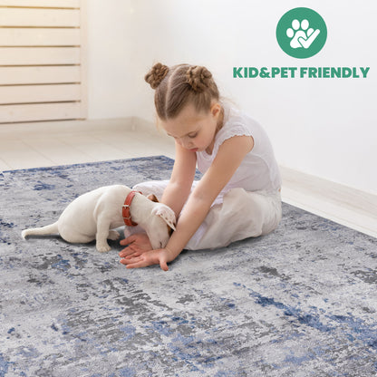 Marfi - 5' X 7' Oriental Area Rug - Blue / Gray