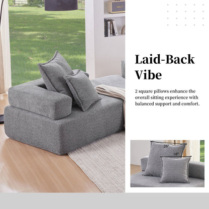 Loveseat Frame For Oversized Modular U Shaped Sectional Floor Couch Convertible Compressed Couch, Spacious Foam Filled Sofa - Gray