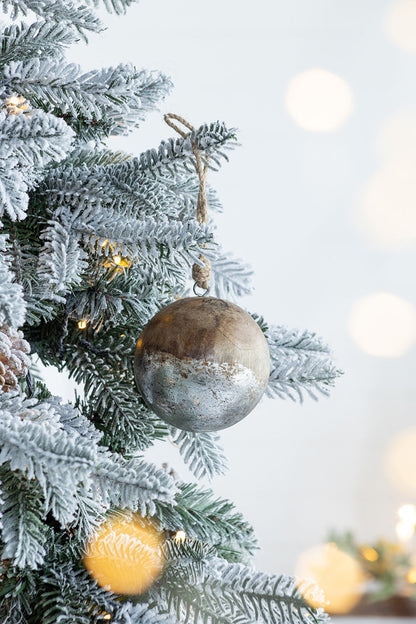 Christmas Ball Ornaments, Wood Decorative Hanging Ball Christmas Tree Ornaments For Holiday Party Decorations (Set of 8) - Brown