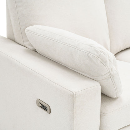 Power Recliner Sectional Sofa Home Theater Reclining Sofa With Two USB Ports, Two Storage Drawers For Living Room - Beige