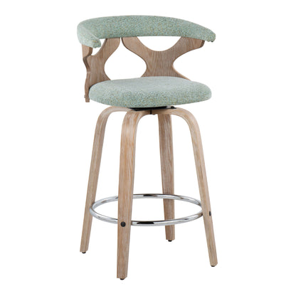 Gardenia - Contemporary Fixed - Height Counter Stool With Swivel With Round Footrest (Set of 2) - Green