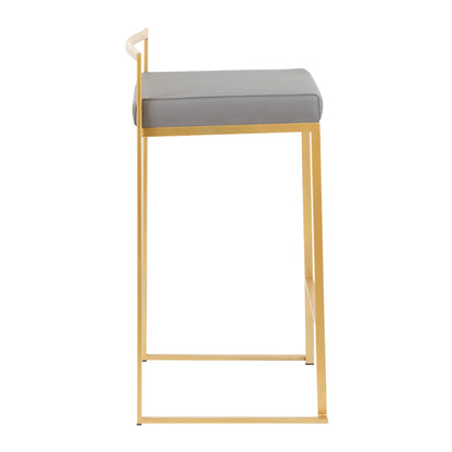 Fuji - Contemporary Counter Stool (Set of 2) - Gold / Gray