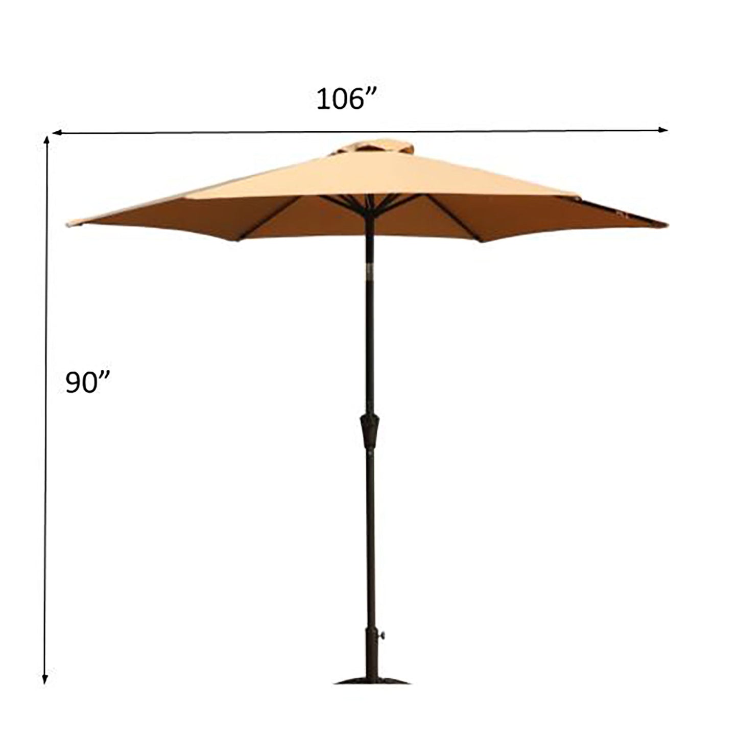 8.8' Outdoor Aluminum Patio Umbrella, Patio Umbrella, Market Umbrella With 33 Pounds Round Resin Umbrella Base, Push Button Tilt And Crank Lift - Taupe