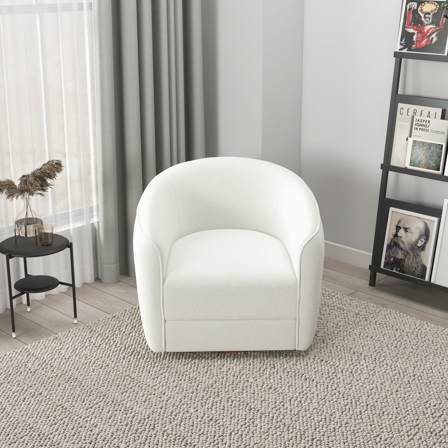 Elise - Mid-Century Modern Swivel Chair - White