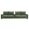 Modern 4 Seater Corduroy Sofa With USB Ports, Hidden Storage Arms, Flip Top Cup Holders - Green