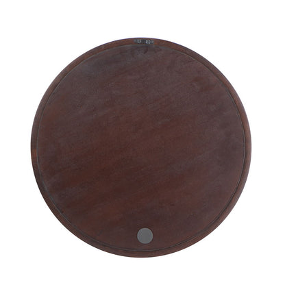 Circle Wall Mirror With Wooden Frame And Walnut Finish, Wall Mirror For Living Room Dining Room - Brown