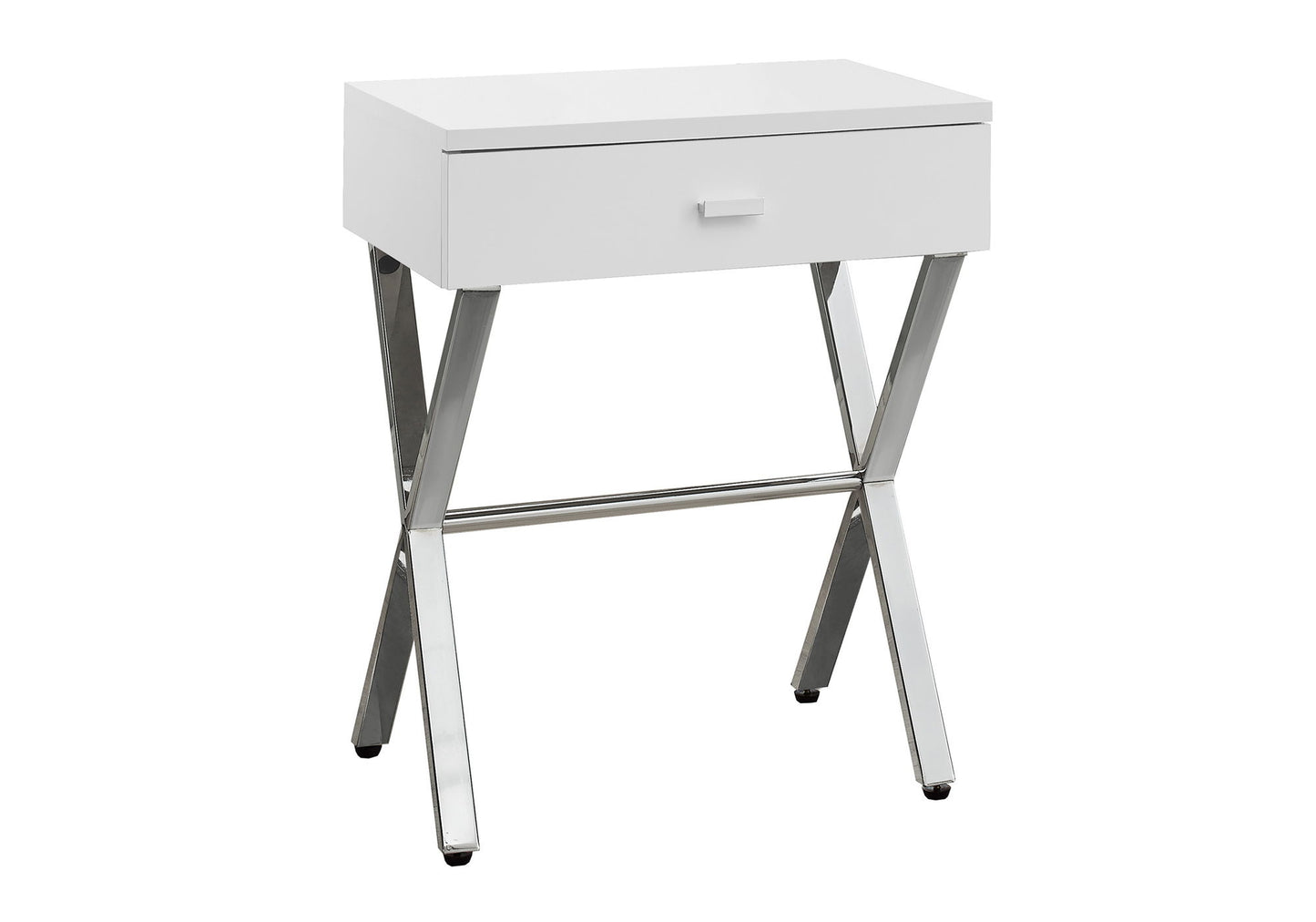 Accent Side Table, Storage Drawer, Glossy Contemporary And Modern - White
