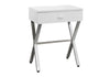 Accent Side Table, Storage Drawer, Glossy Contemporary And Modern - White