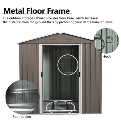 6Ft x 5Ft Outdoor Metal Storage Shed - Gray