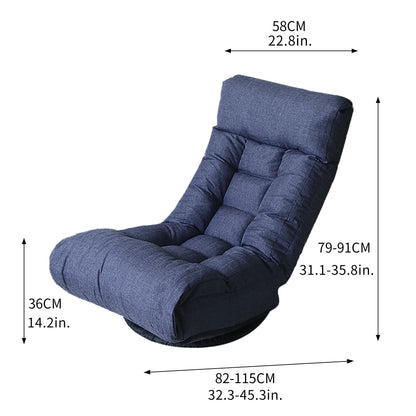 Adjustable Japanese Reclining Floor Chair Sofa With Metal Frame For Living Room & Balcony - Navy