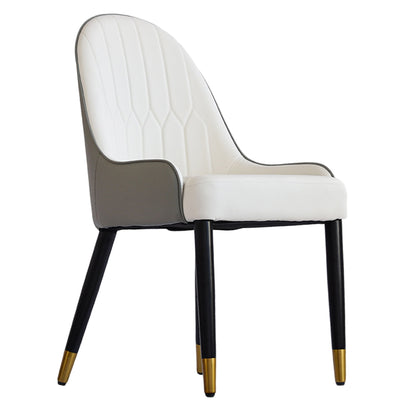 Modern Sponge-Filled Dining Chair, Solid Wood Metal Legs, Suitable For Restaurants, Living Rooms And Rooms (Set of 2) - White / Gray