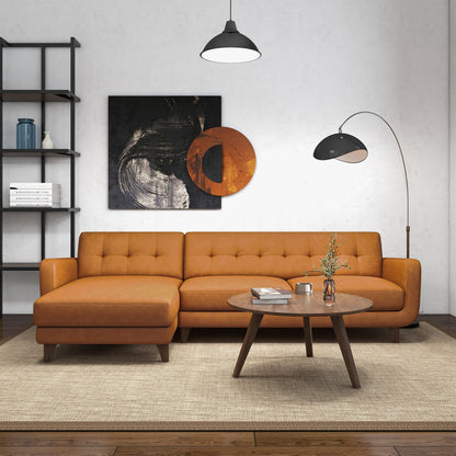 Allison - Left Facing Leather Sectional Sofa - Tan
