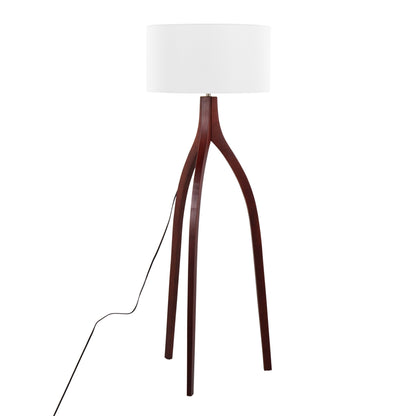 Wishbone - Contemporary Floor Lamp - Walnut / White