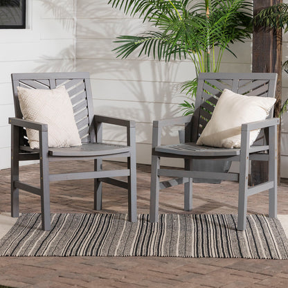 Modern 2 Piece Chevron Patio Chairs - Gray Wash