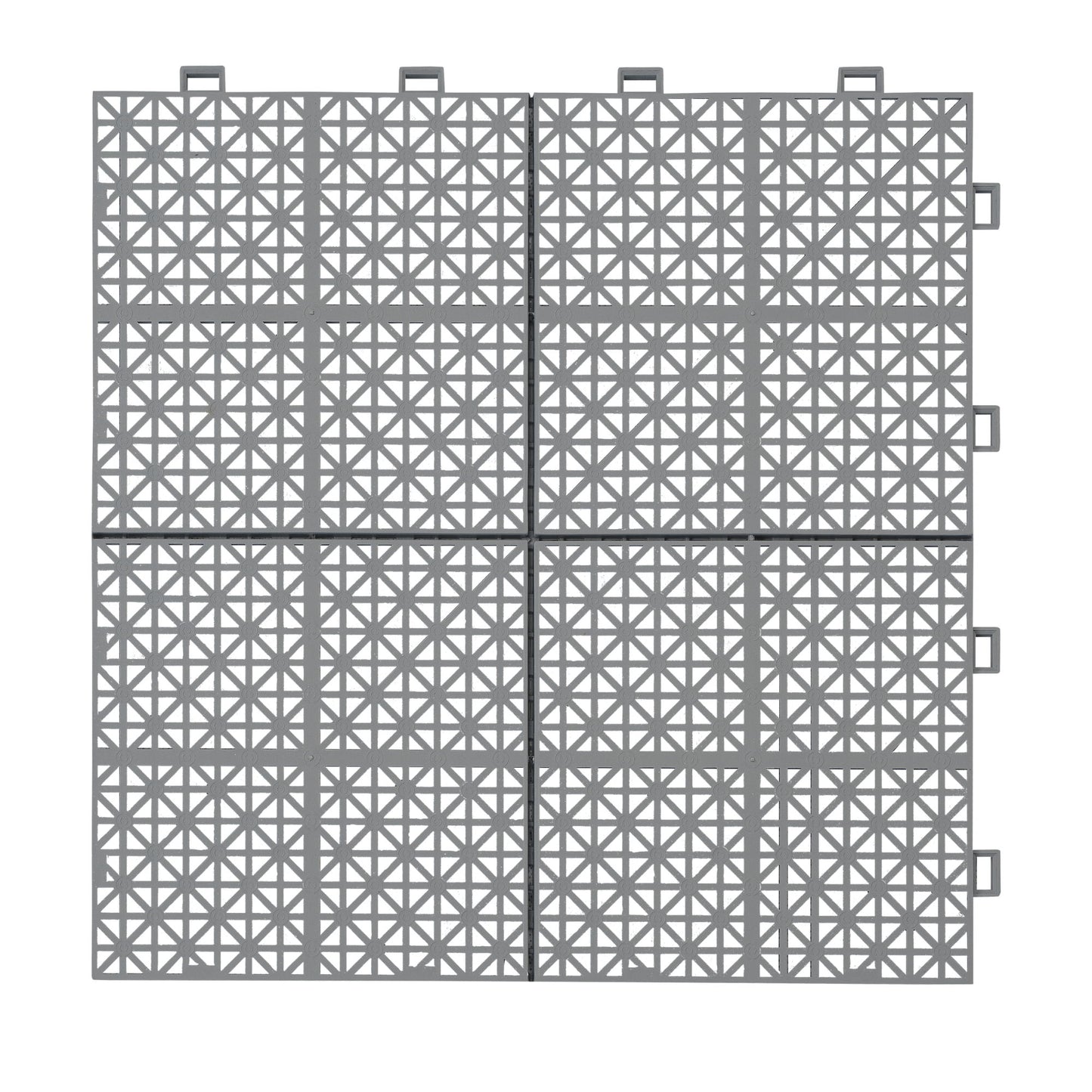 Interlocking Deck Tiles Plastic Waterproof Outdoor All Weather Anti-Slip Bathroom Shower Balcony Porch Strong Weight Capacity Upto 6613 Lbs, Rosette Pattern Pack Of 12 - Gray