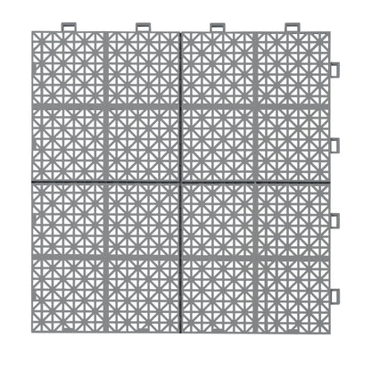 Interlocking Deck Tiles Plastic Waterproof Outdoor All Weather Anti-Slip Bathroom Shower Balcony Porch Strong Weight Capacity Upto 6613 Lbs, Rosette Pattern Pack Of 12 - Gray