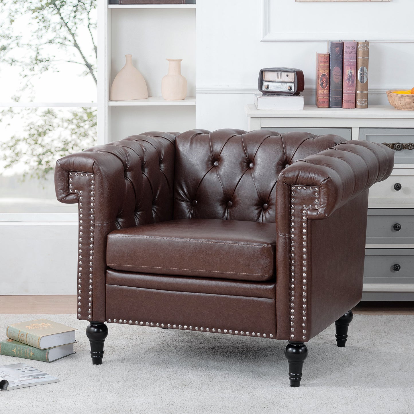 1 Seater Aesthetic Sofa For Living Room - Brown