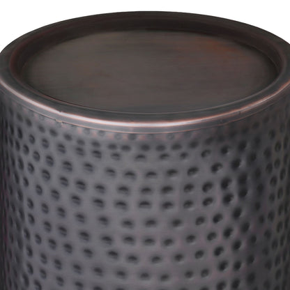 Corbin - Metal Side Table - Hammered Antique Copper - Black