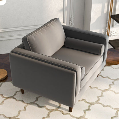 Amber - Velvet Lounge Chair - Brown / Gray