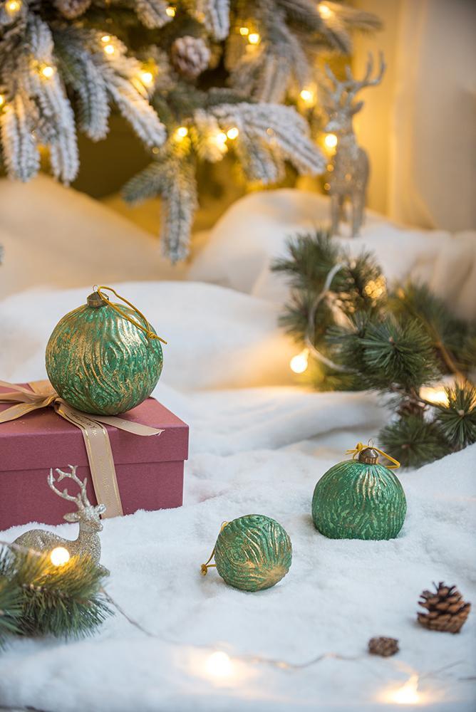 Christmas Ball Ornaments, Decorative Hanging Ball Christmas Tree Ornaments, For Holiday Party Decorations (Set of 12) - Green