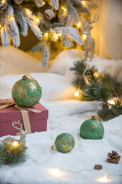 Christmas Ball Ornaments, Decorative Hanging Ball Christmas Tree Ornaments, For Holiday Party Decorations (Set of 12) - Green