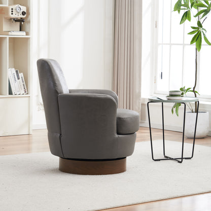 Swivel Barrel Chair, Swivel Accent Chairs Armchair For Living Room, Reading Chairs For Bedroom Comfy, Round Barrel Chairs With Gold Stainless Steel Base - Gray